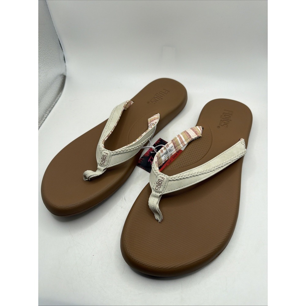 Flojos Women's Just Hanging Out Flip Flops White Size 10. New